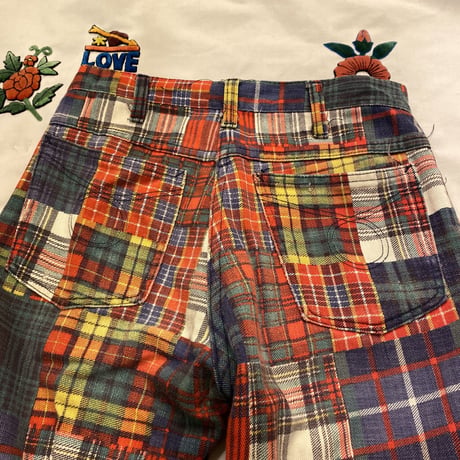 [USED] パッチワーク風チェック柄フレアPANTS！