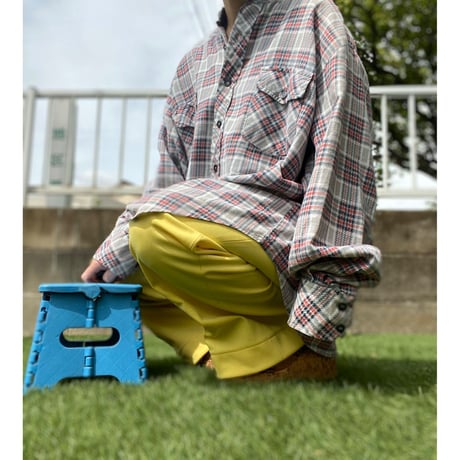 [USED] 80's ネルshirts バンドカラー
