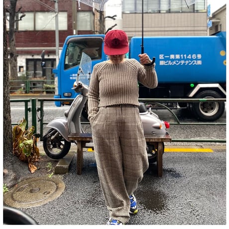 [USED] vintage シルク混 タックパンツ