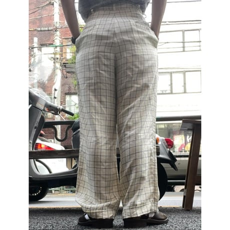 [USED] Ralph Lauren  SILKチェックタックパンツ