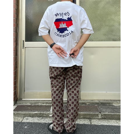 [USED] いい柄 POLY タックパンツ/made in MACAU.
