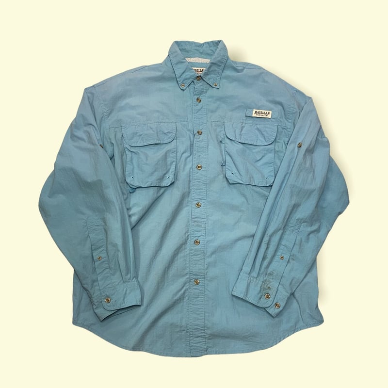 8SM1 MAGELLAN フィッシングシャツ　グレー　XL 古着used MAGELLAN フィッシングシャツ L（XL相当）ポリエステル 状態良好