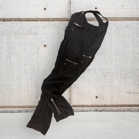 [USED] BLACK linen overall⭐︎