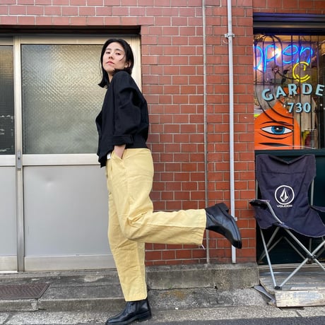 [USED] Yellow LINEN 2タック PANTS W27