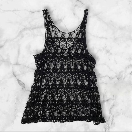 [USED] BLK かぎ編み レース タンクトップ ♡