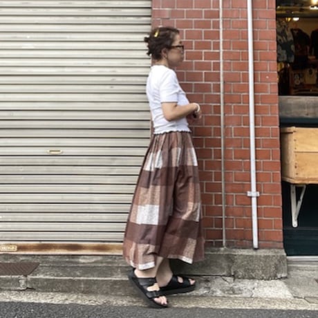 [USED] vintage ブロックチェックフレアスカート