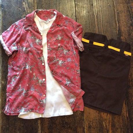 [USED] ドラゴン&バラ  レーヨンシャツ