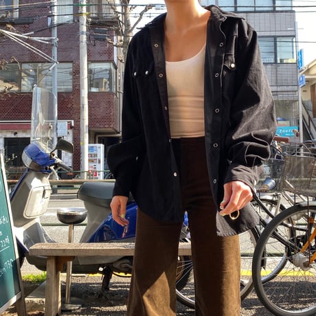 [USED] ベロア調 BLACK ウエスタンシャツ