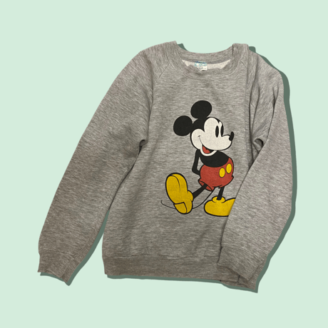 [USED] 80's Mickey SWEAT -MIDIUM GREY-