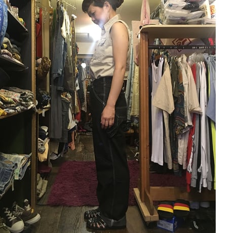 [USED] ステッチ入りブラックデニムペインターパンツ