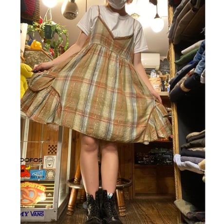 [USED] ふわっとチェック柄キャミワンピース