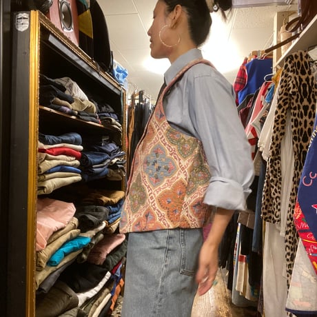 [USED] VINTAGE ゴブラン織り 総柄 VEST