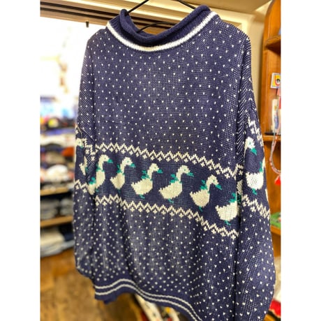 [USED] アヒル柄ロールネックKNIT
