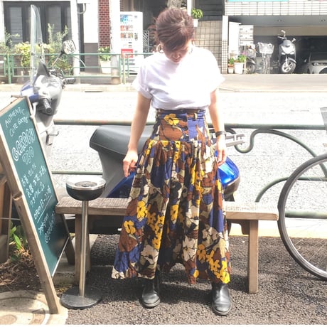 [USED]ハイウエスト花柄ロングスカート