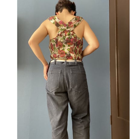[USED] ショート丈花柄 TOPS