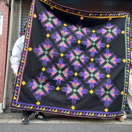 [USED] キルティング ラグ BLK/PPL 190×190cm