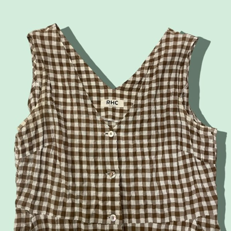 美品　45R ギンガムチェック　ノースリーブ ニッセン レディース ギンガムチェック ノースリーブ ブラウス M