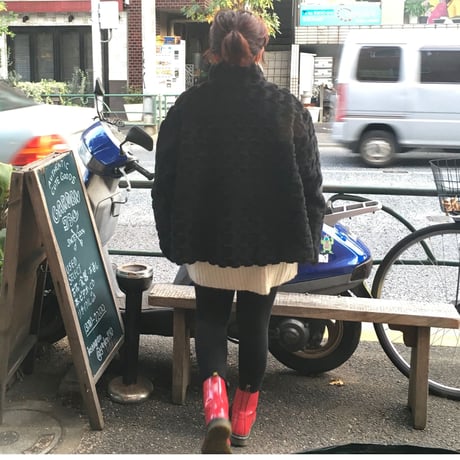 [USED] Black 型押し風フェイクファーJKT