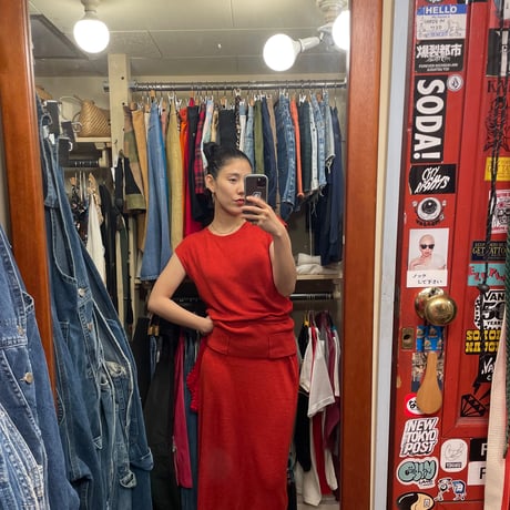 [USED] Linen x Rayon Red one-piece❤️