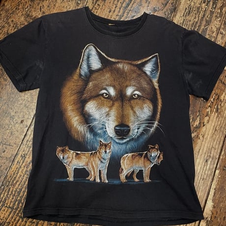 [USED]  両面 オオカミ🐺🔥 プリント Tee