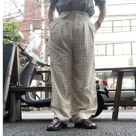 [USED] Ralph Lauren  SILKチェックタックパンツ