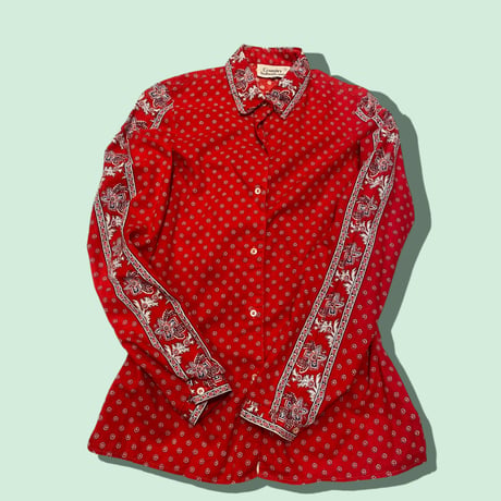 [USED] 70's RED ペイズリー柄シャツ