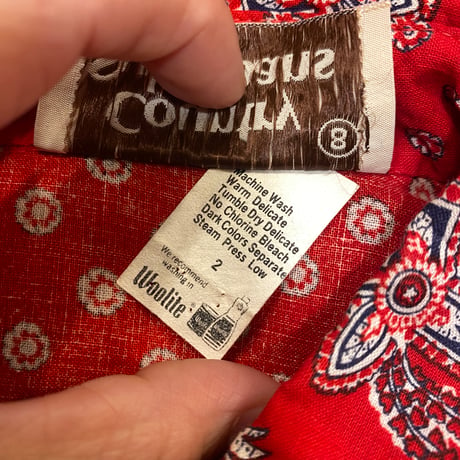 [USED] 70's RED ペイズリー柄シャツ