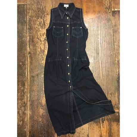 [USED] GUESS JEANS  BLACKデニムマキシワンピース
