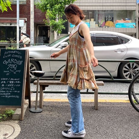[USED] ふわっとチェック柄キャミワンピース