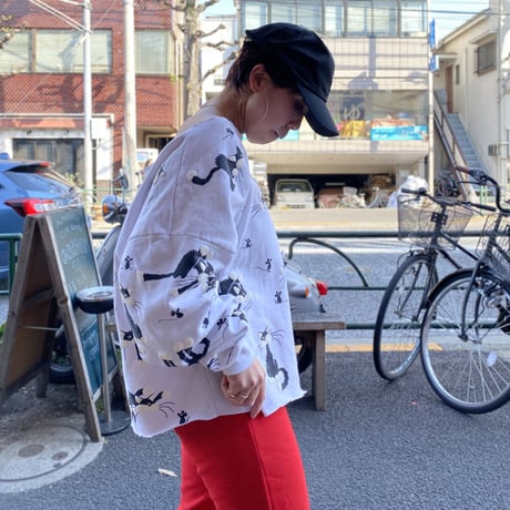 [USED] クロネコ発泡プリントSWEAT🐈‍⬛
