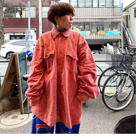 [USED] かわいいカラー♡BiGサイズコーデュロイシャツ