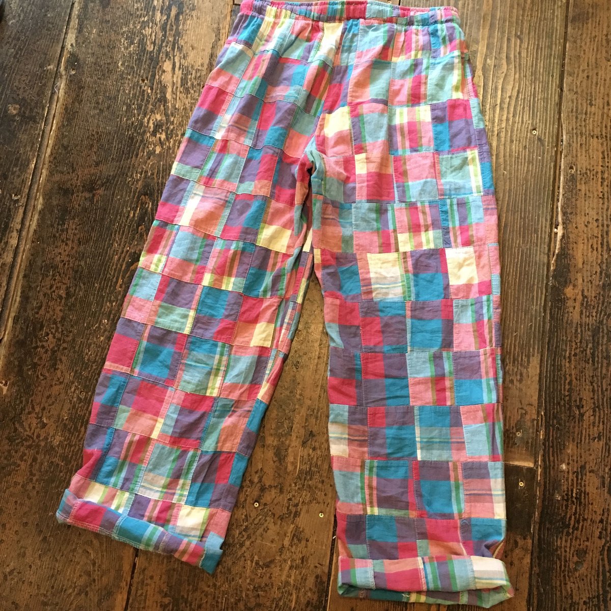80’s BERLE USA製 マドラスチェック フレアパンツ パッチワーク 80's BERLE USA製 マドラスチェック フレアパンツ パッチワーク