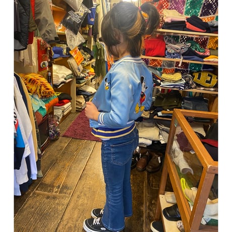 [USED] KIDS  vintage Mickey サテンスタジャン🩵