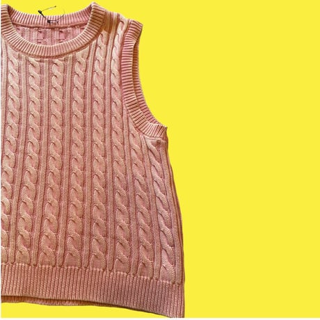 [USED] パステルPINK💗COTTONニットベスト