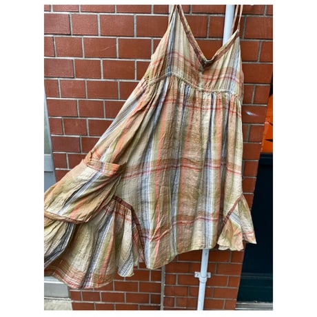 [USED] ふわっとチェック柄キャミワンピース