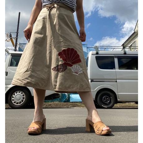 [USED] シェル柄巻きスカート🐚