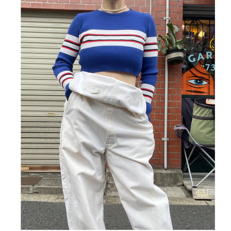 [USED]マルチボーダー💙 リブトップス