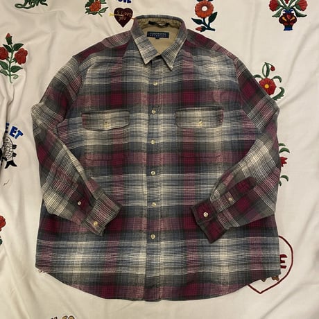 [USED] グレー×ピンクCHECK HEAVYネル