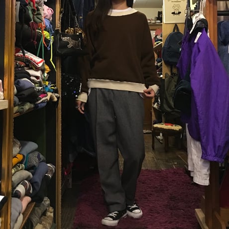 [USED] チョコ色♡ バイカラー SWEAT