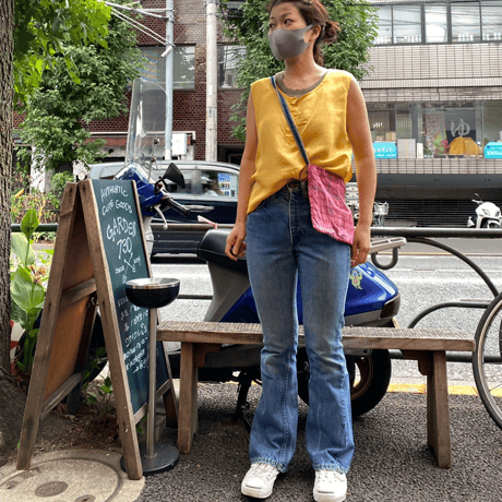 [USED] 100％ SILK タンクトップ-YELLOW