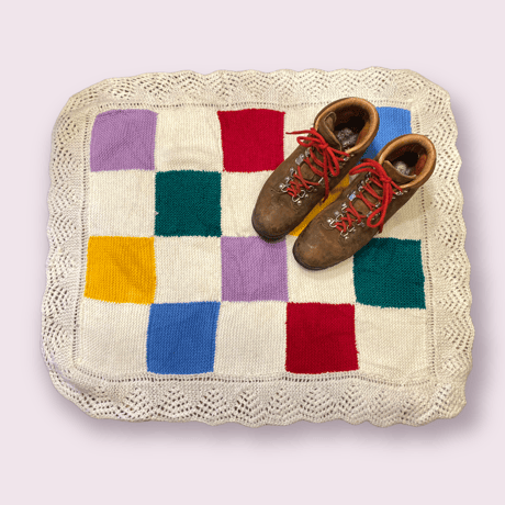 [USED]  Vintage ニット ブランケット 70 × 80cm