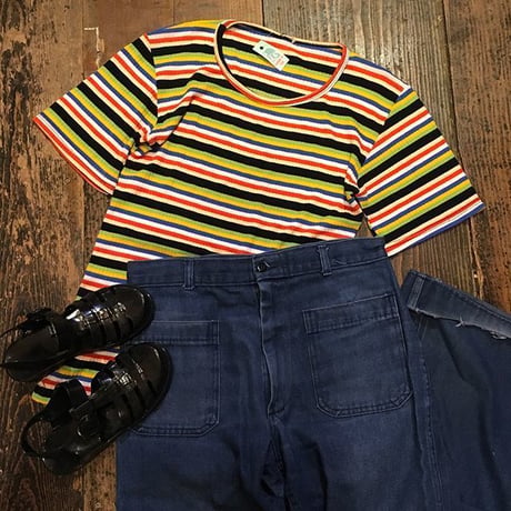 [USED]  UK 90's ボーダーリブ Tee