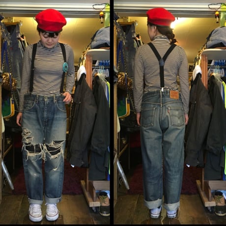 [USED] Levis 502 'BIG E'レプリカ ダメージデニム