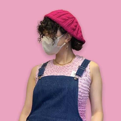 [USED] PINK🫀ACRYL ベレー帽