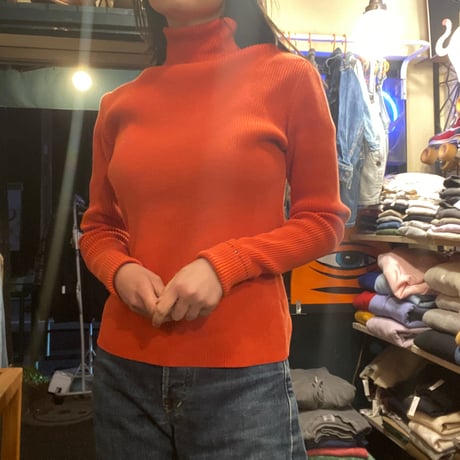[USED] TOMMY HILFIGER タートル リブニット orange🍊