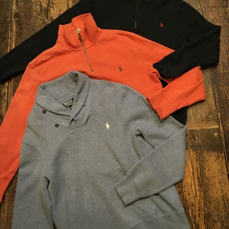 [USED] Ralph Lauren ハーフZIP SWEAT (MENS ORANGE)