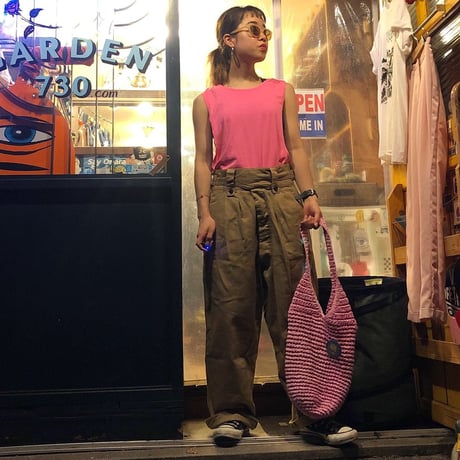 [USED]パックリせなか♡ neon pink タンクトップ