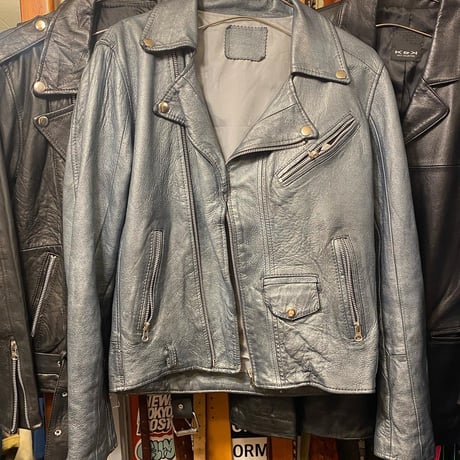[USED] BLUE/SILVER real LEATHER ライダースJKT