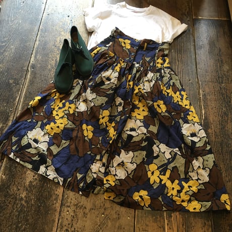 [USED]ハイウエスト花柄ロングスカート