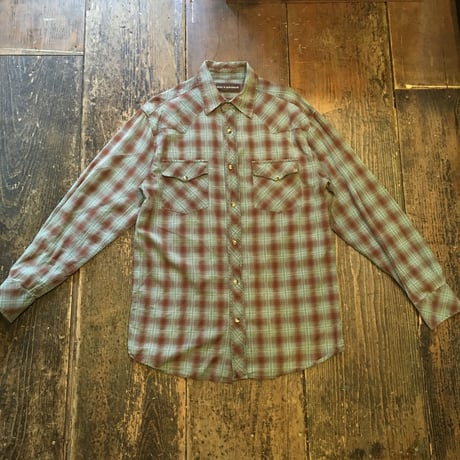 [USED] チョコミントカラー♡ チェックウエスタンシャツ